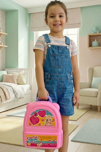 10 Parça Çantalı Makyaj Setim – Taşınabilir Oyuncak Makyaj Seti - Resim 4