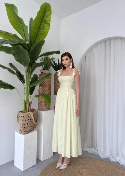 Khalesı Omuz Bağlamalı Elbise - Resim 7