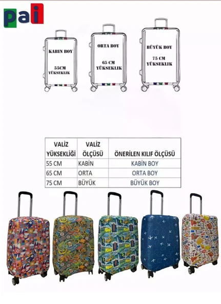 Pai Esnek Kumaşlı Valiz Kılıfı - Yıkanabilir & Darbelere Dayanıklı - Resim 4