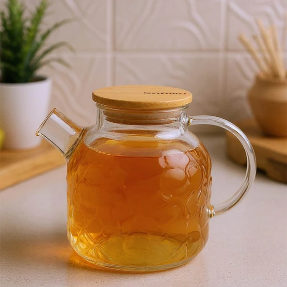 Bambum Juliet Bambu Kapaklı Cam Demlik 1500ml - Resim 4