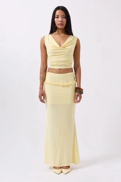 Katlama Bel Detay axi Etek - Resim 2