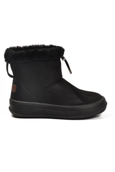Ayakmod Siyah Kürklü Kaymaz Soğuğa Dirençli Kadın Bot 25003 Z - Resim 2