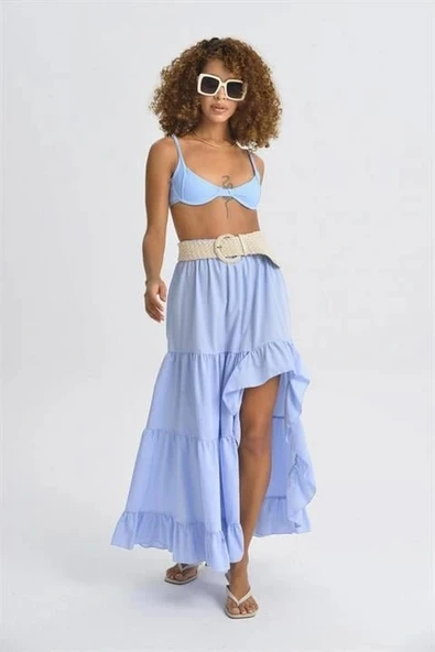 Audrey Fıfrlı Yırtmaç Detay Etek 4037 ürün görseli