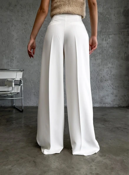 Üç Düğme Detayli Palazzo Pantolon - Resim 4