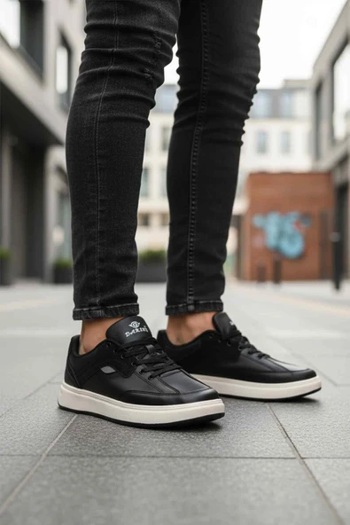 Ayakmod Siyah Beyaz Bağcıklı Erkek Casual Ayakkabı 508 M - Resim 3