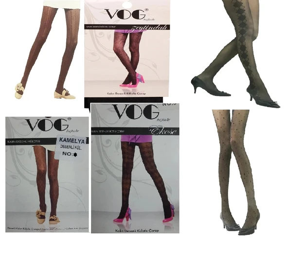 Vog Desenli Külotlu Çorap No:3 (44-46 Beden) Karışık Renk ve Desenli 5 Adet ürün görseli