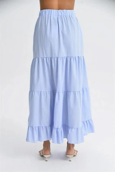 Audrey Fıfrlı Yırtmaç Detay Etek 4037 - Resim 2