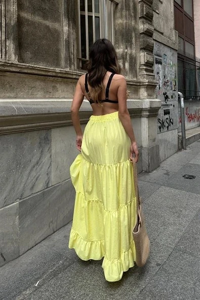 Audrey Fıfrlı Yırtmaç Detay Etek 4037 - Resim 6