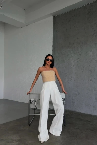 Üç Düğme Detayli Palazzo Pantolon ürün görseli 1