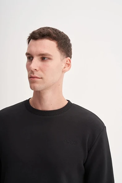 Cazador Kalın Diyagonal Dokulu %100 Pamuk 3 İplik Regular Fit Sweatshirt (25K) - Resim 3