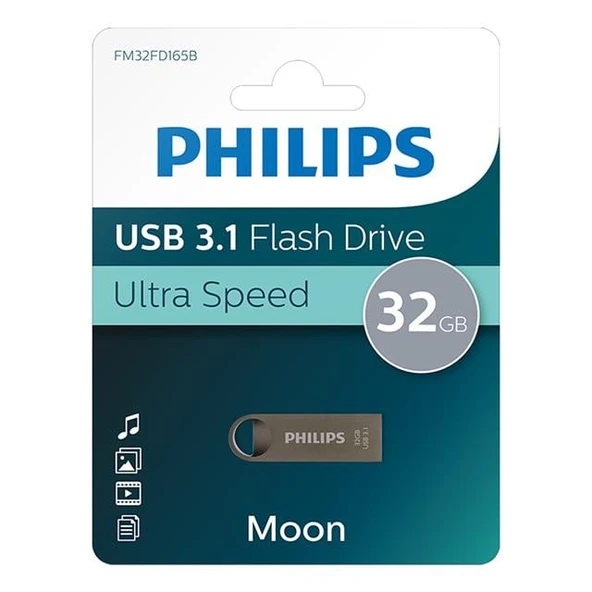 Philips Moon Serisi 32GB USB 3.1 Ultra Hızlı Metal Flash Bellek (FM32FD165B/00) ürün görseli 1