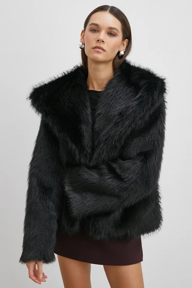 Midi Boy Lolita Kürk Siyah - Resim 5