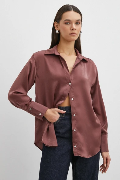 Chanel Saten Gömlek Mürdüm ürün görseli