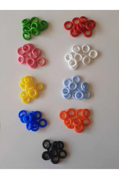 Plastik 9 Renk Karışık Güvercin Boncuğu Halkası 90 Adet ürün görseli