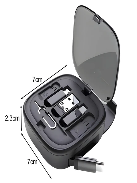 60W 3A 6in1 Çok İşlevli Seyahat Şarj Seti 0.8M Kablo Çevirici Kit, Hızlı Şarj Çoklayıcı Set - Resim 7