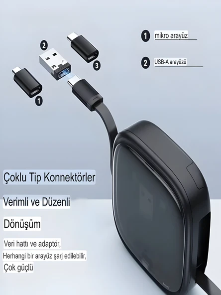 60W 3A 6in1 Çok İşlevli Seyahat Şarj Seti 0.8M Kablo Çevirici Kit, Hızlı Şarj Çoklayıcı Set - Resim 3