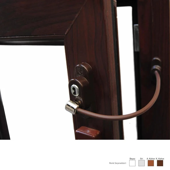 5 Adet Penkid Çelik Halatlı Pvc Pencere Çocuk Emniyet Kilidi - Resim 4