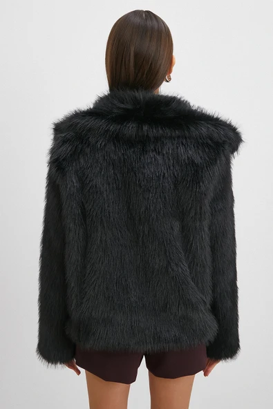 Midi Boy Lolita Kürk Siyah - Resim 7