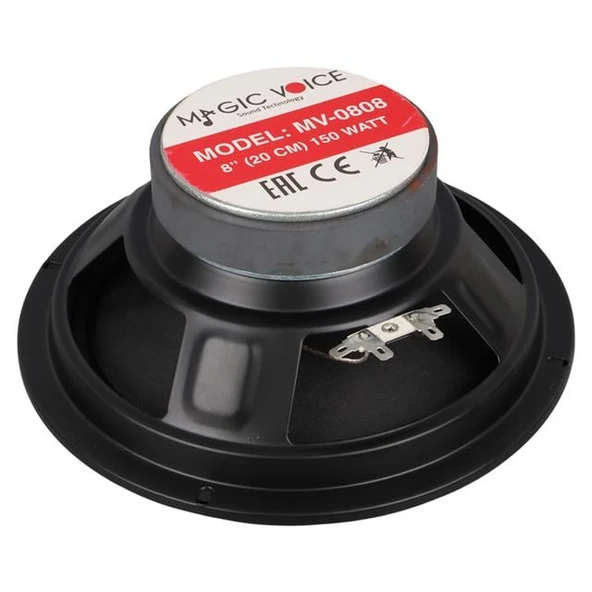 MagicVoice MV-0808 8" 20cm 150 Watt Tekli Metal Kasa Oto Hoparlör (MV-3408 Amfi Uyumlu) - Resim 3