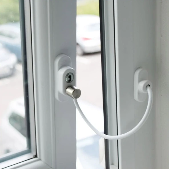 7 Adet Penkid Çelik Halatlı Pvc Pencere Emniyet Çocuk Kilidi - Resim 2