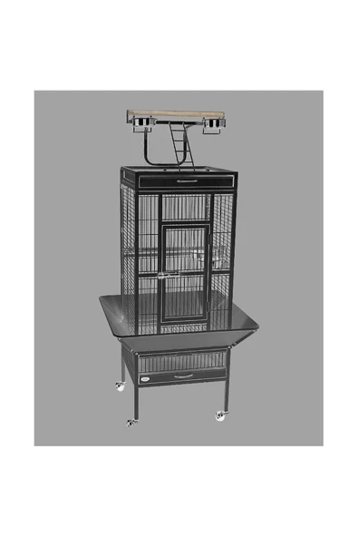 Dayang A10 Siyah Ayaklı Papağan Kafesi Siyah 45.7x45.7x156 cm - Resim 2