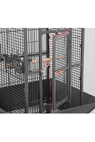 Dayang A10 Siyah Ayaklı Papağan Kafesi Siyah 45.7x45.7x156 cm - Resim 4