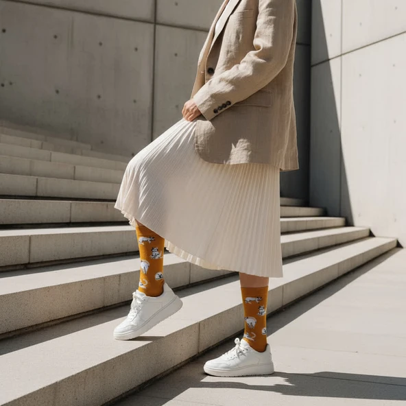 Silver Cat Socks – Desenli Unisex Soket Çorap - Resim 7