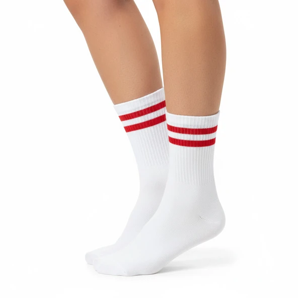 Gost Liria -5’li Beyaz Ribanalı Tenis Ünisex  Çemberli Çorap - Resim 3