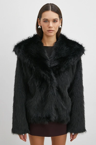 Midi Boy Lolita Kürk Siyah - Resim 6