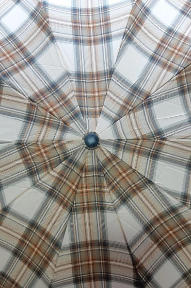 Snotline-April Bayan Şemsiye Otomatik Açılır 10Telli Kapalı Boyut 40 Cm 95 Cm Çap Vizon Ekose - 4