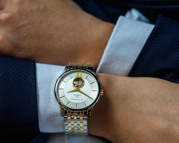 Tissot Tradition Powermatic 80 Open Heart T0639072203800 Erkek Kol Saati T063.907.22.038.00 - Resim 4