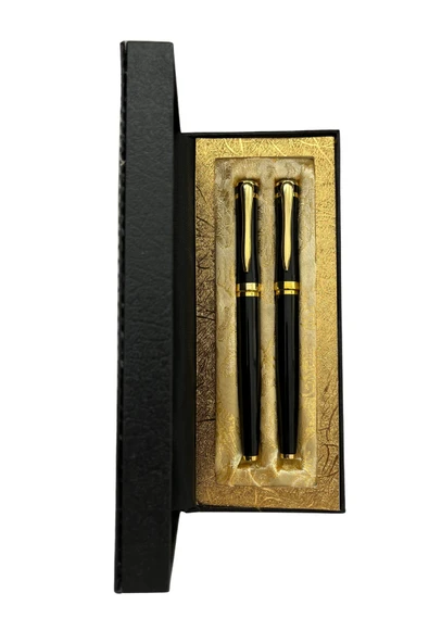 Şık Hediye Kutulu Premium Kalem Seti – Siyah Metal Gövdeli Dolma ve Roller Kalem – Altın Detaylı - Resim 6