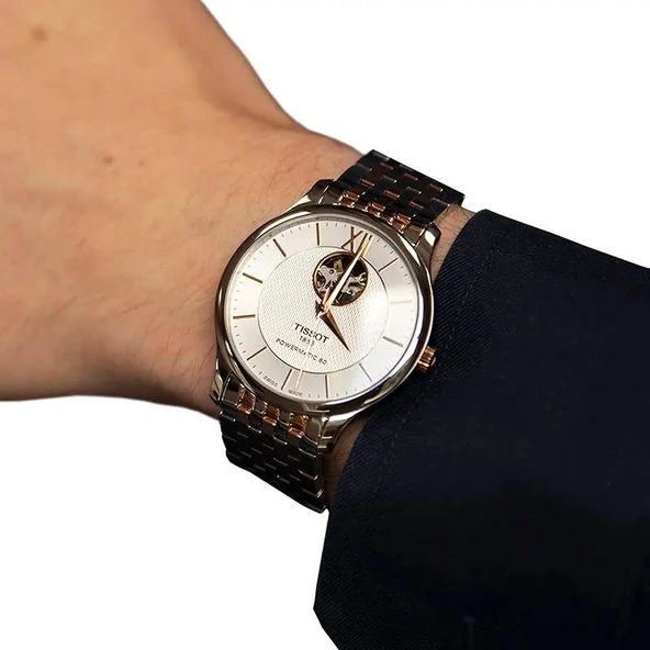 Tissot Tradition Powermatic 80 Open Heart T0639072203801 Erkek Kol Saati T063.907.22.038.01 - Resim 4
