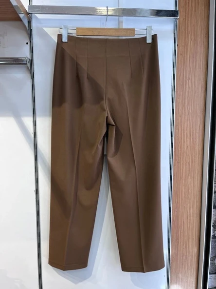 Poly Viscose Yüksek Bel Pervazli Pantolon - Resim 3