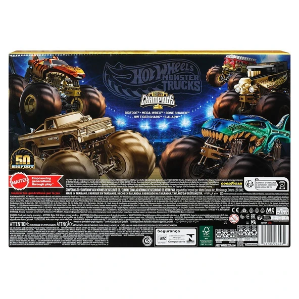 JDW07 Hot Wheels Monster Trucks Bigfoot Trophy Şampiyonları Araba ve Kamyon Çokl - Resim 5