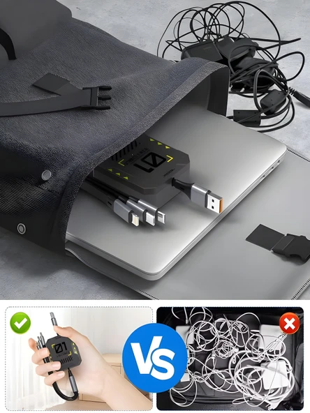 100W 3A Çoklu Hızlı Şarj Kablosu 3in1 Lightning Type-C Micro USB, 1.2M Çoklayıcı Alüminyum - Resim 3