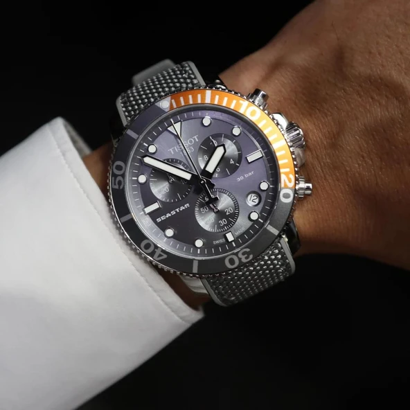 T1204171708101 Tissot Seastar 1000 Chronograph Erkek Kol Saati T120.417.17.081.01 - Resim 4
