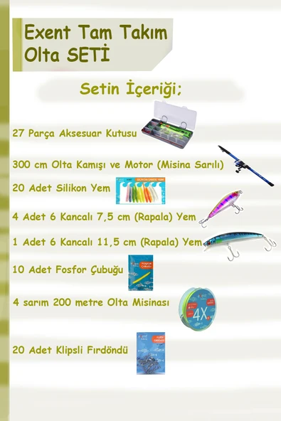 Exent Tam Takım Kıyı Olta Seti - 300 cm Kamışla - Resim 2