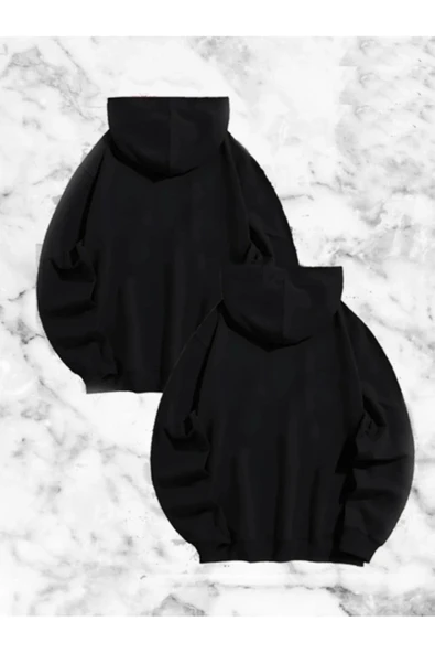 Örümcek Baskılı evgili Çift Kombini Kapüşonlu weatshirt  Hodie  iyah - Resim 2