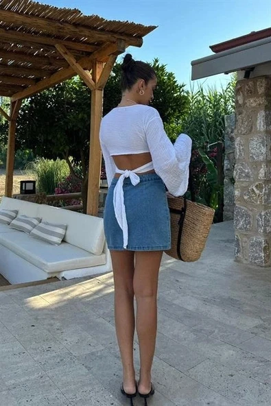 Cecile Denim ini Etek 401517 - Resim 5