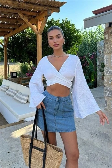 Cecile Denim ini Etek 401517 - Resim 4