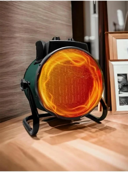 Ultra Güçlü 3000 Watt Taşınabilir Elektrikli Portatif Isıtıcı Soba Sıcak Hava Üfleyen Fan Radyatör yeşil - Resim 2