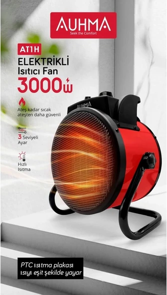 Ultra Güçlü 3000 Watt Taşınabilir Elektrikli Portatif Isıtıcı Soba Sıcak Hava Üfleyen Fan Radyatör yeşil - Resim 4