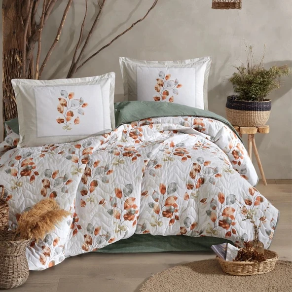 Clasy Ranforce %100 Pamuk Çift Kişilik Dört Mevsim Set Ruska V1 Mint ürün görseli