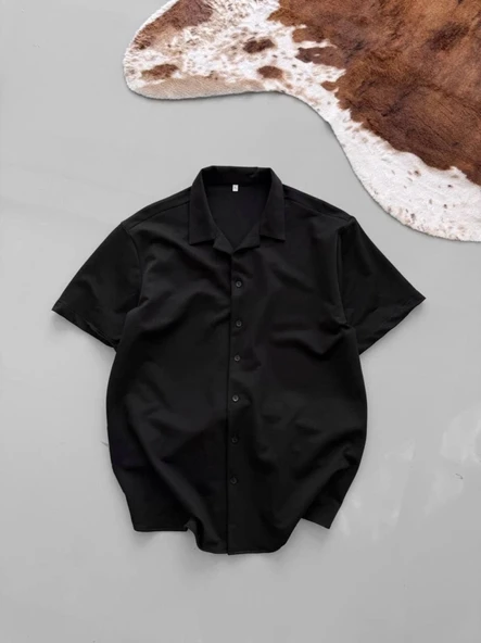 İki İplik Kumaş Gömlek  iyah - Resim 3