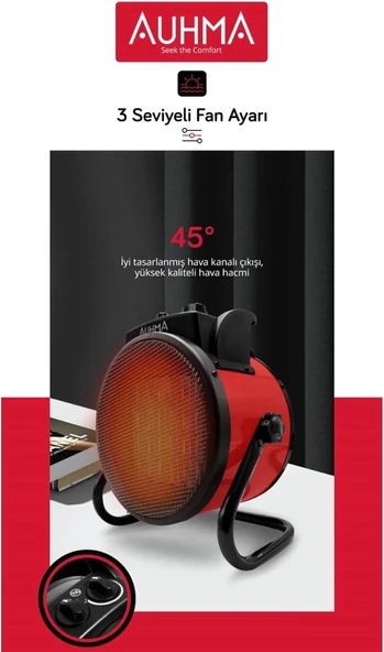 Ultra Güçlü 3000 Watt Taşınabilir Elektrikli Portatif Isıtıcı Soba Sıcak Hava Üfleyen Fan Radyatör yeşil - Resim 3