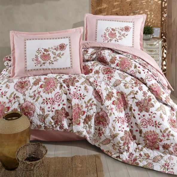 Clasy Ranforce %100 Pamuk Çift Kişilik Dört Mevsim Set Omeya V1 Pudra ürün görseli