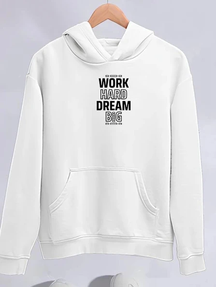 Kışlık Üç İplik Kapşonlu weathirt  Beyaz ürün görseli