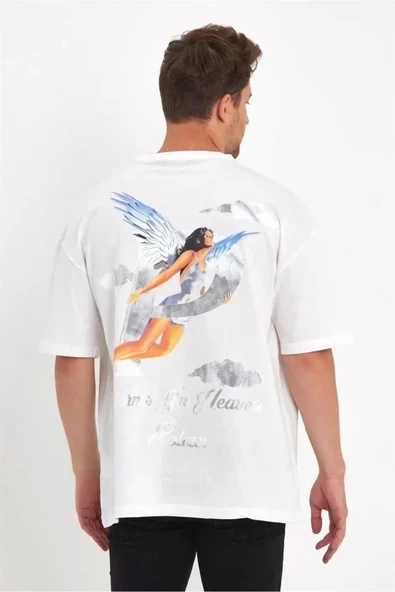 Erkek elek Baskılı Oversize Tshirt  Beyaz ürün görseli