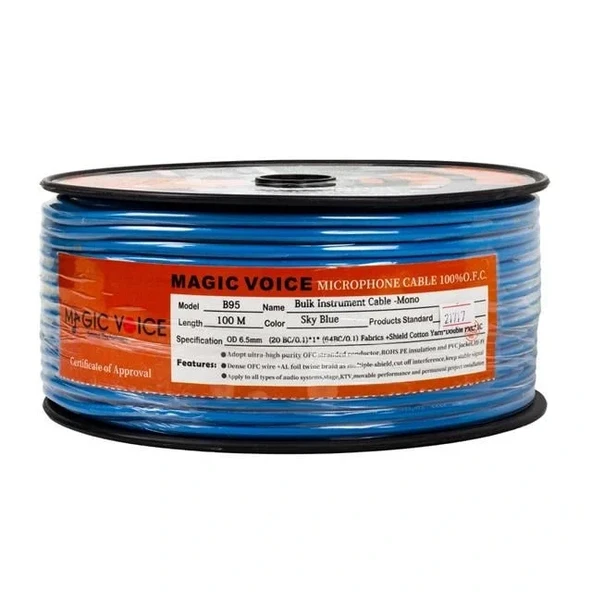 Magicvoice Mi̇krofon Kablosu Mono 1. Kali̇te 100 Metre Açık Mavi - Resim 3